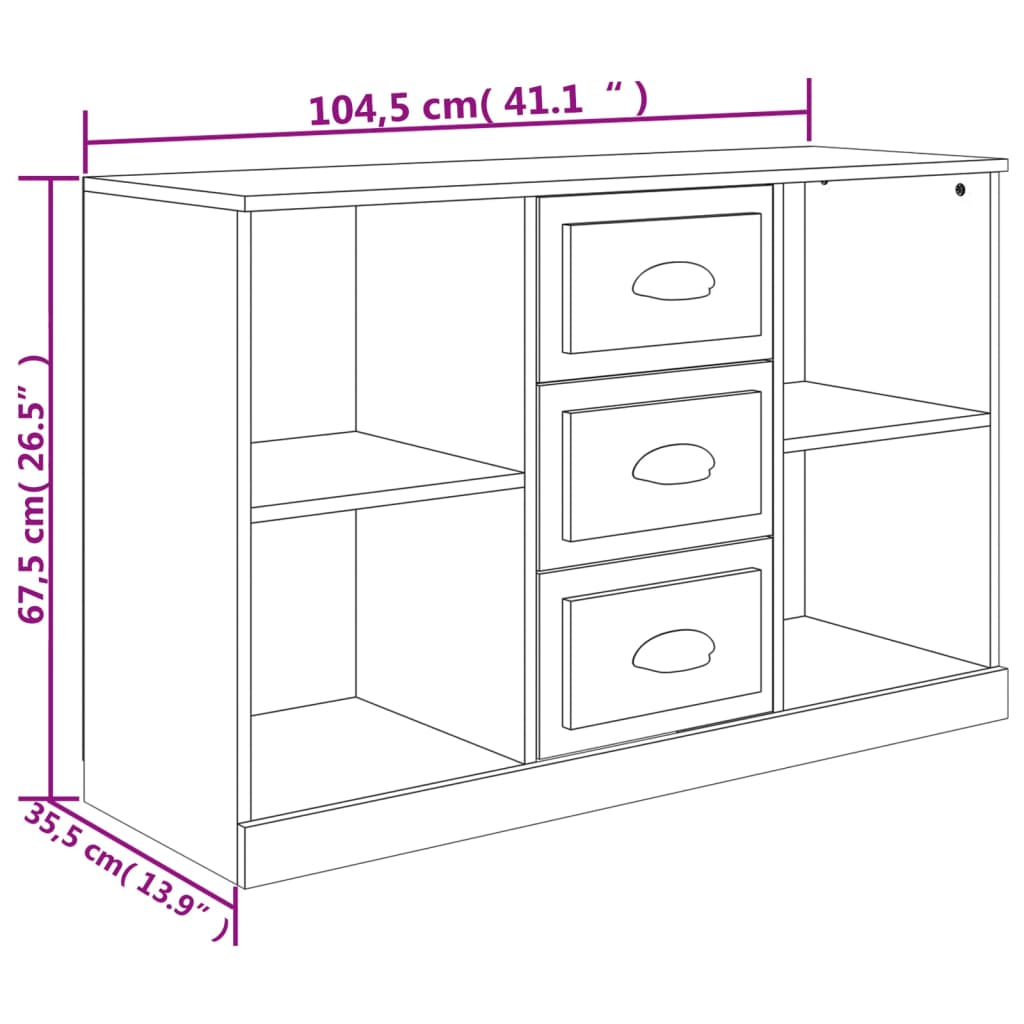 Skänk vit 104,5x35,5x67,5 cm konstruerat trä