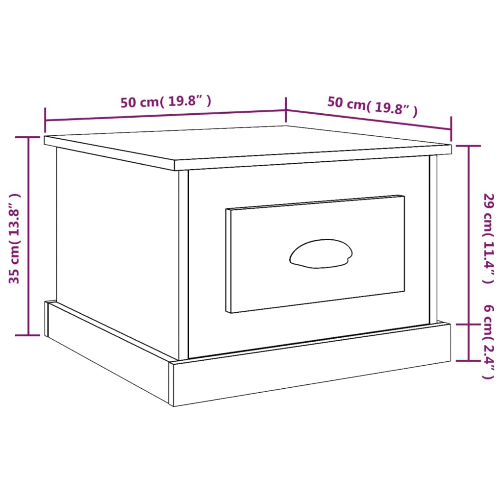 Soffbord brun ek 50x50x35 cm konstruerat trä