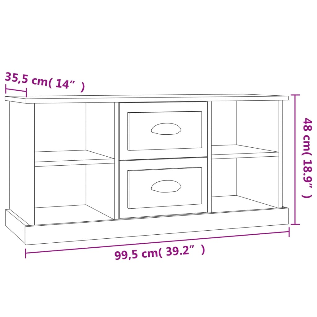 Tv-bänk vit 99,5x35,5x48 cm konstruerat trä