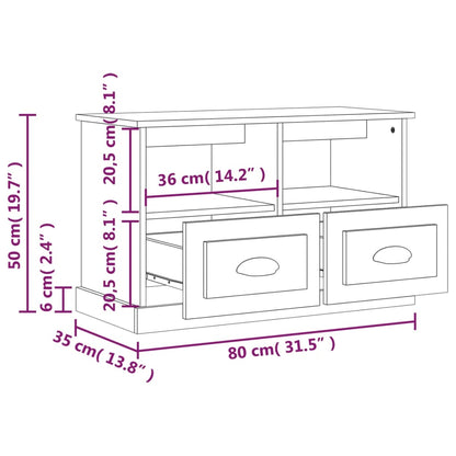 TV-skåp sonoma-ek 80x35x50 cm konstruerat trä