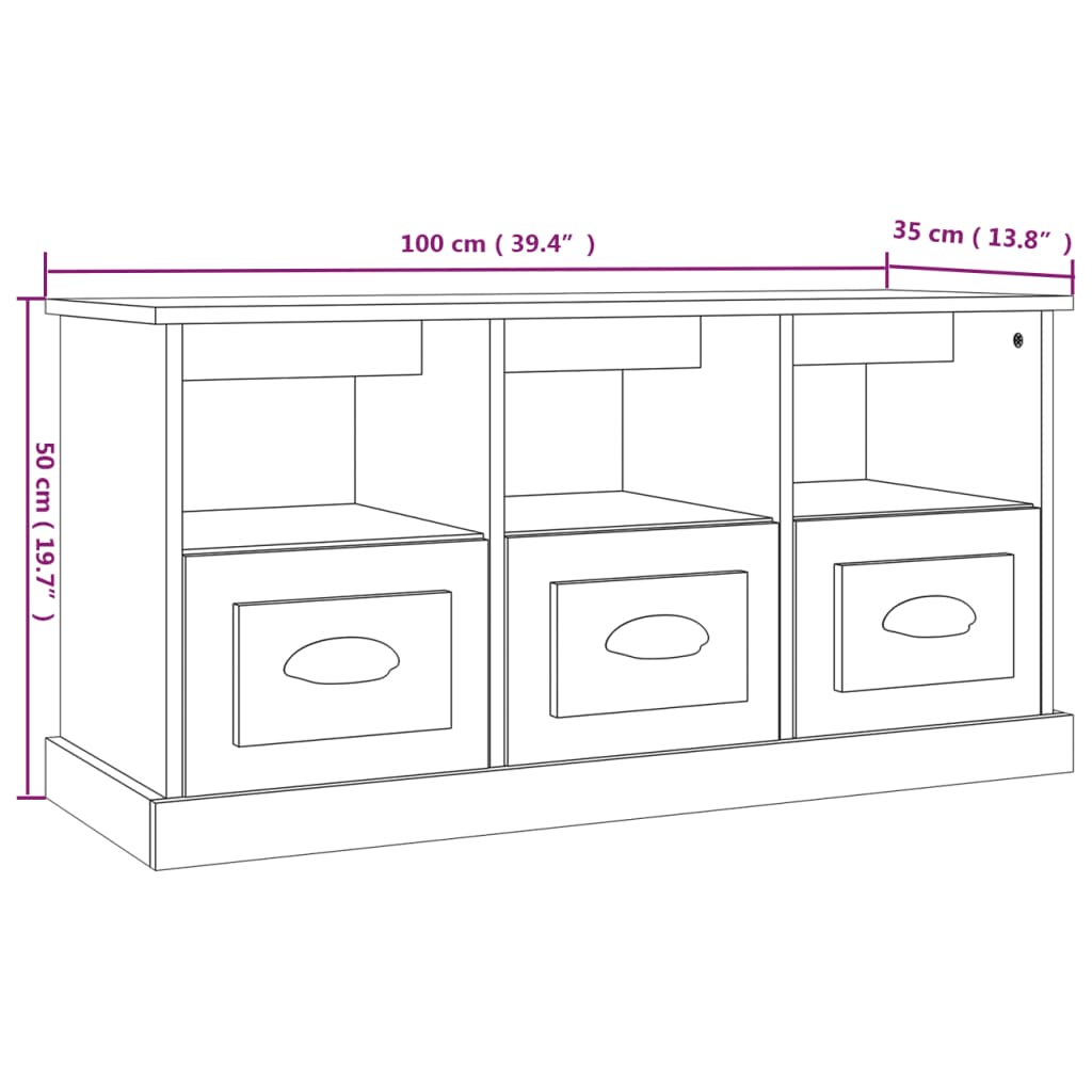 Tv-bänk vit 100x35x50 cm konstruerat trä