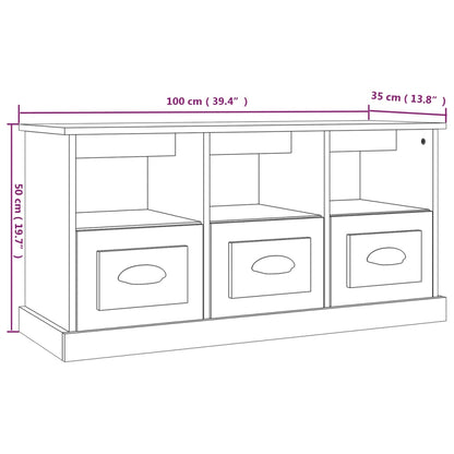 Tv-bänk vit 100x35x50 cm konstruerat trä