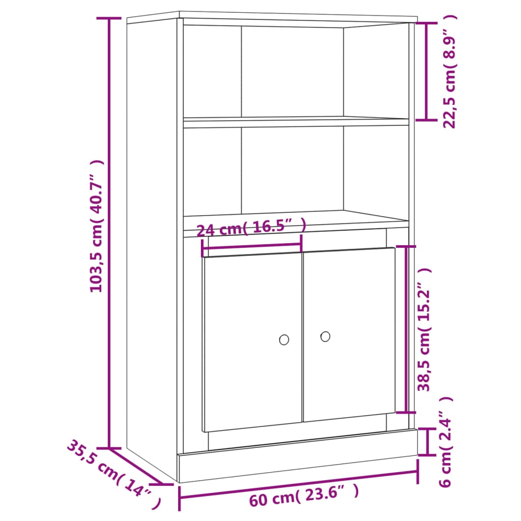 Skåp svart 60x35,5x103,5 cm konstruerat trä