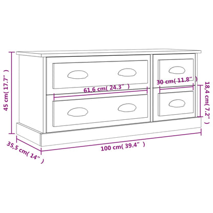 Tv-bänk vit högglans 100x35,5x45 cm konstruerat trä