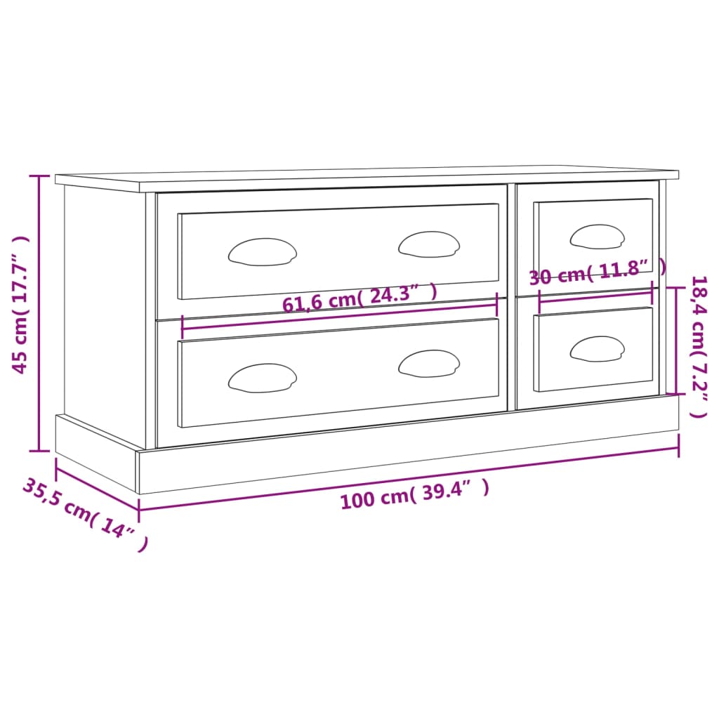 Tv-bänk sonoma-ek 100x35,5x45 cm konstruerat trä