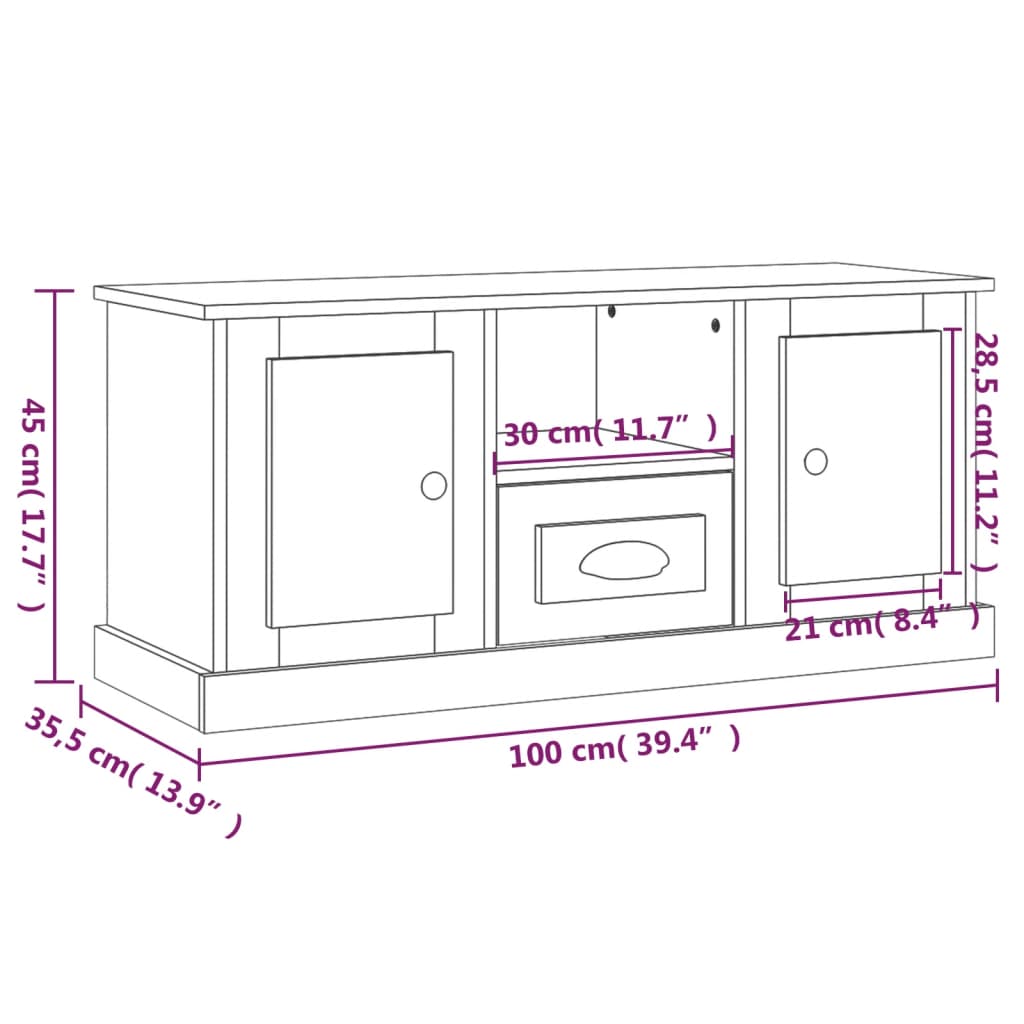 Tv-bänk sonoma-ek 100x35,5x45 cm konstruerat trä