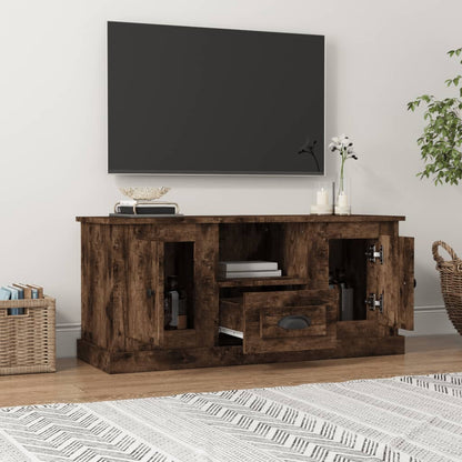 Tv-bänk rökfärgad ek 100x35,5x45 cm konstruerat trä