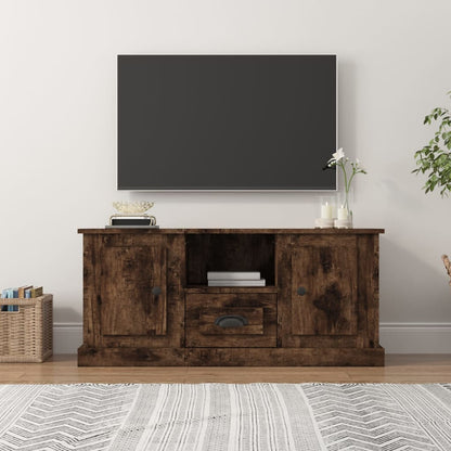 Tv-bänk rökfärgad ek 100x35,5x45 cm konstruerat trä