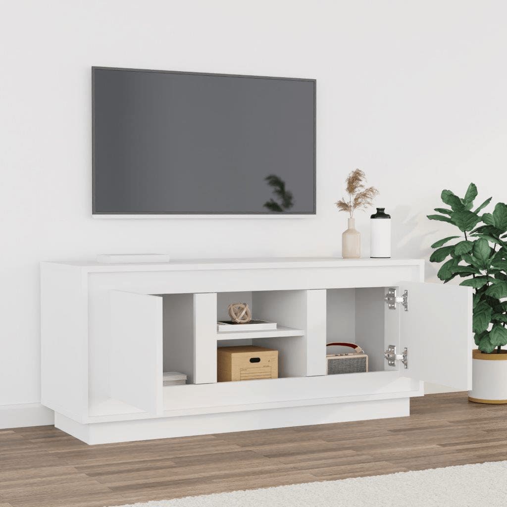 Tv-bänk vit 102x35x45 cm konstruerat trä