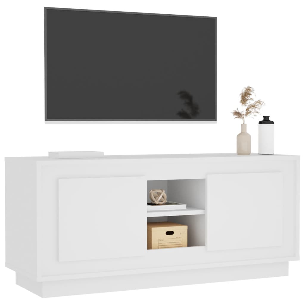 Tv-bänk vit 102x35x45 cm konstruerat trä