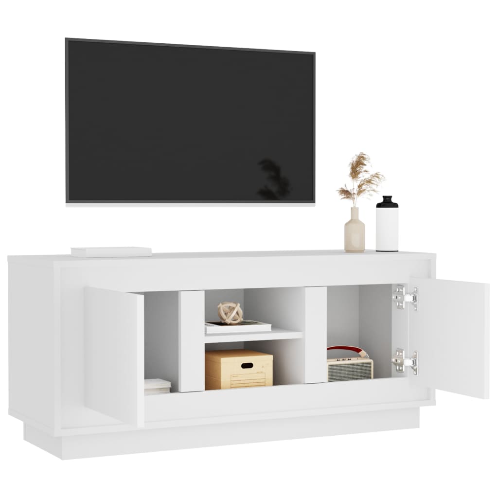 Tv-bänk vit 102x35x45 cm konstruerat trä