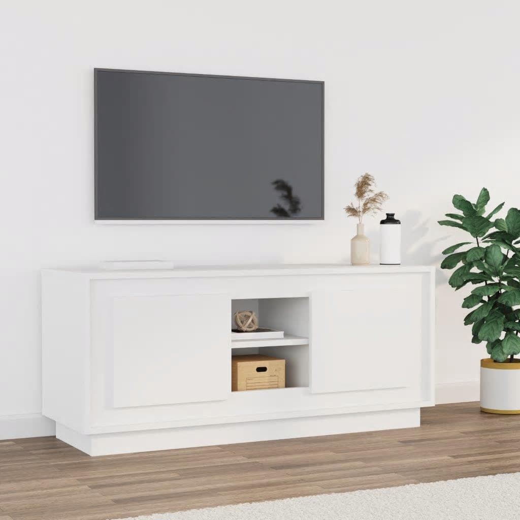 Tv-bänk vit 102x35x45 cm konstruerat trä