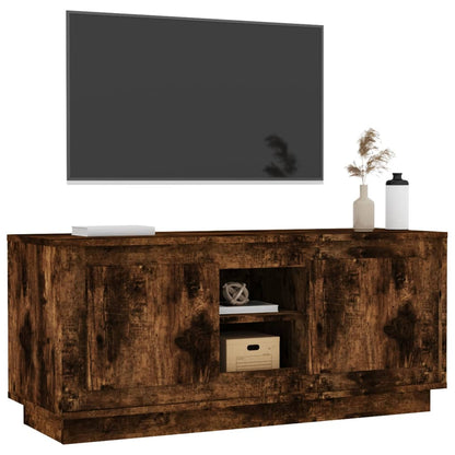 Tv-bänk rökfärgad ek 102x35x45 cm konstruerat trä