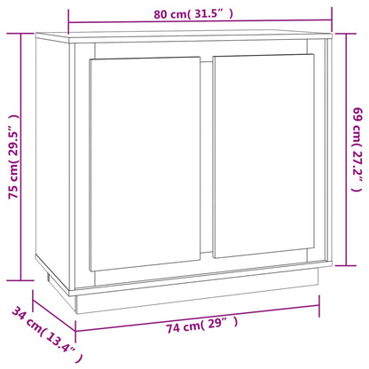 Förvaringsskåp vit 80x34x75 cm konstruerat trä