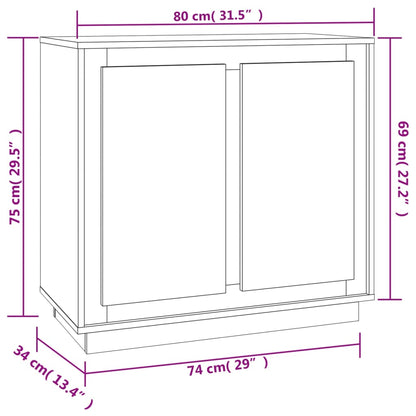 Skänk rökfärgad ek 80x34x75 cm konstruerat trä