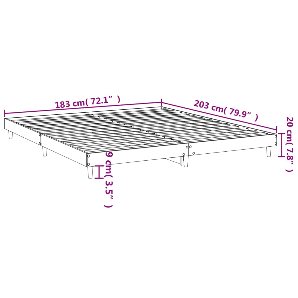 Sängram utan madrass brun ek 120x200 cm konstruerad trä