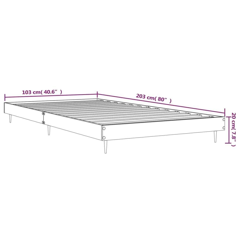 Sängram utan madrass rökfärgad ek 100x200 cm konstruerad trä