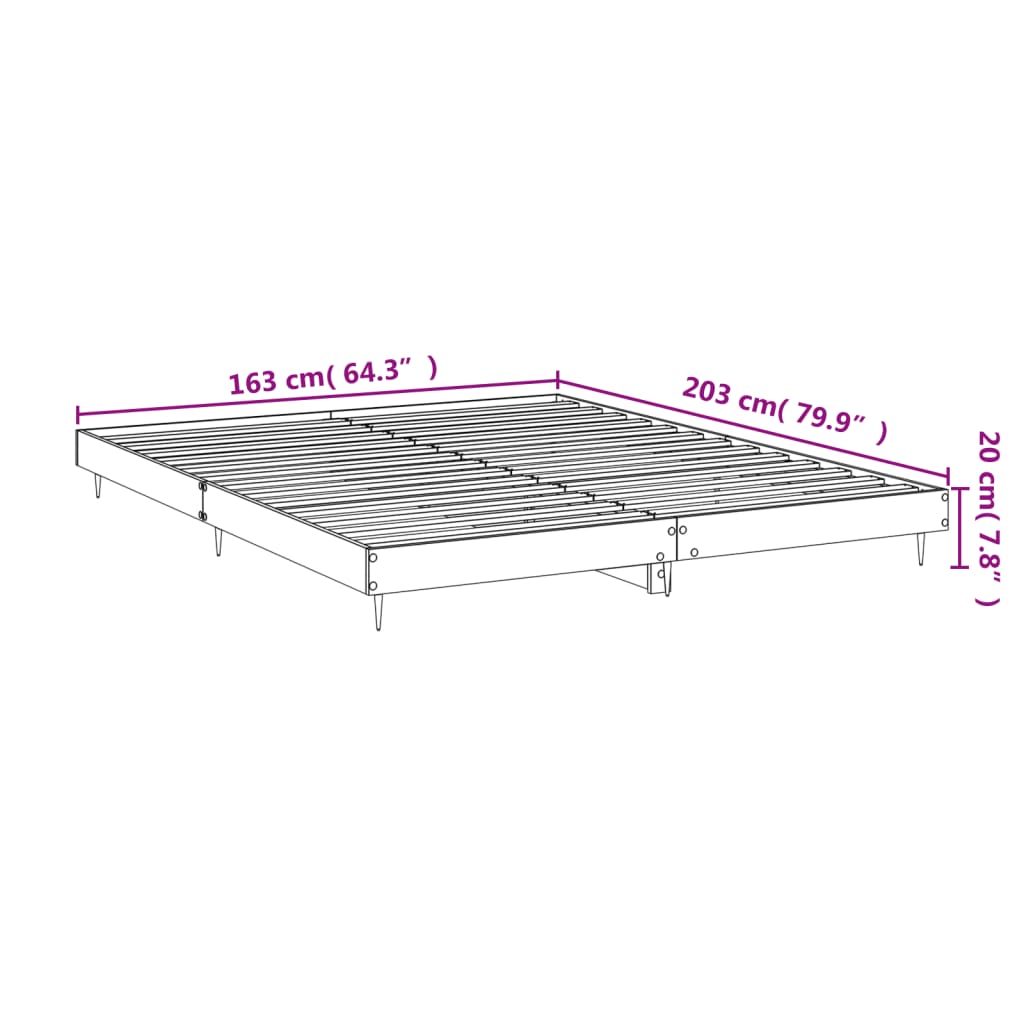 Sängram utan madrass vit 160x200cm konstruerat trä