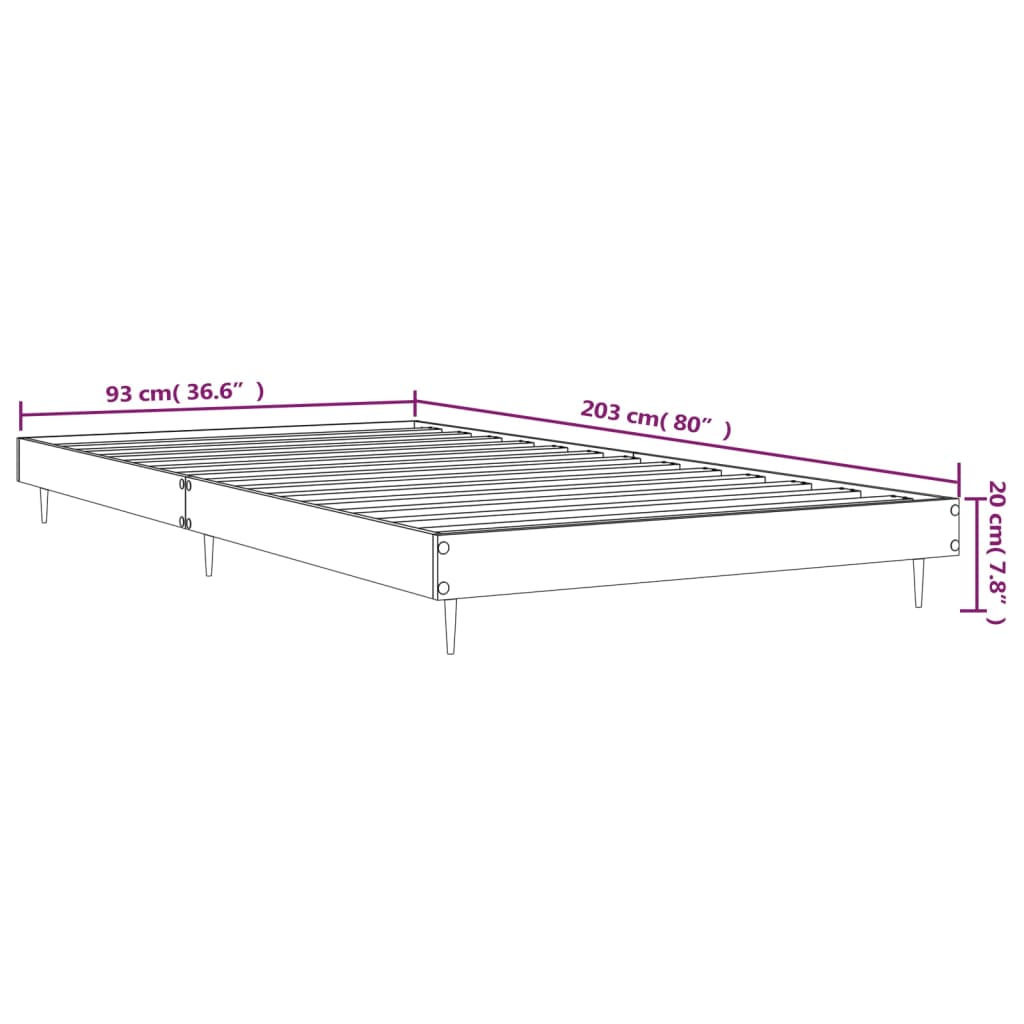 Sängram utan madrass brun ek 90x200 cm konstruerad trä