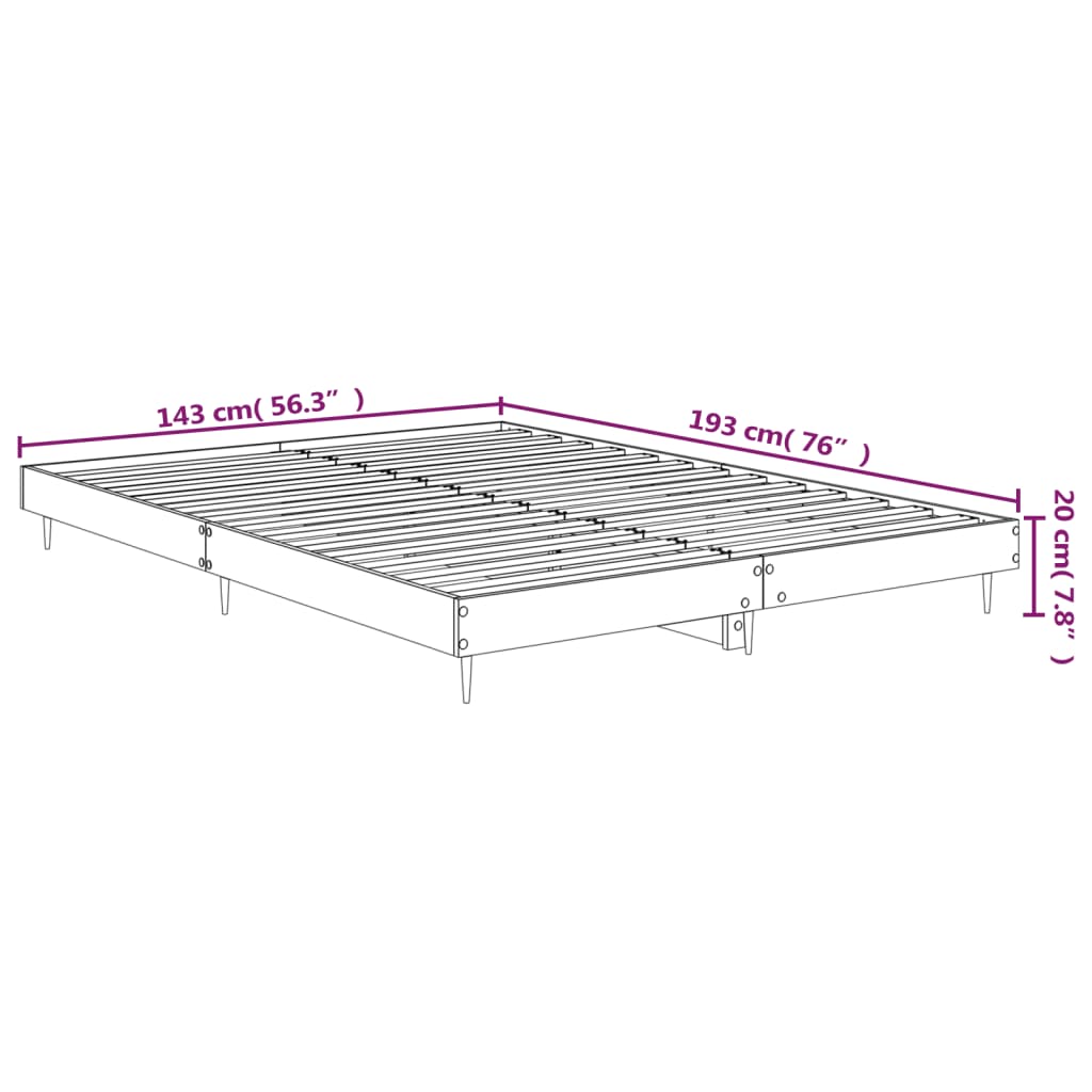 Sängram utan madrass rökfärgad ek 140x190 cm konstruerad trä