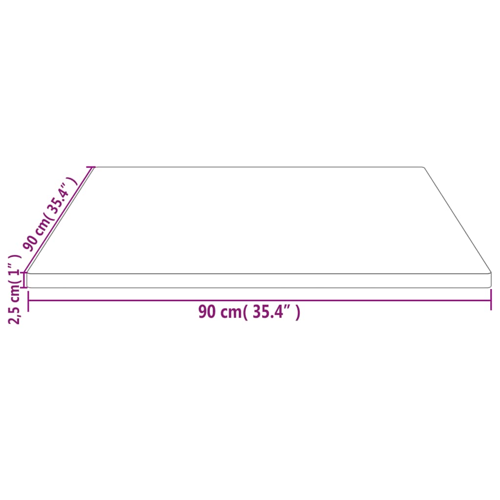 Bordsskiva vit 90x90x2,5 cm massiv furu fyrkantig