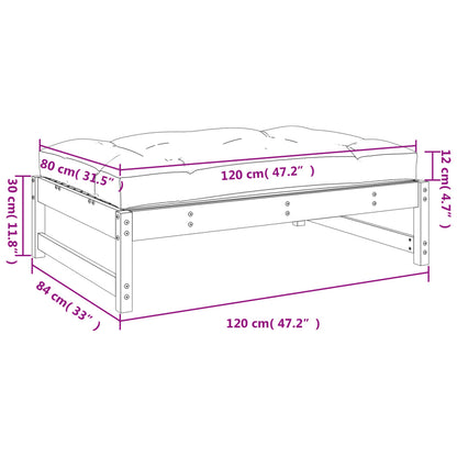 Fotpall för trädgården vit 120x80 cm massiv furu