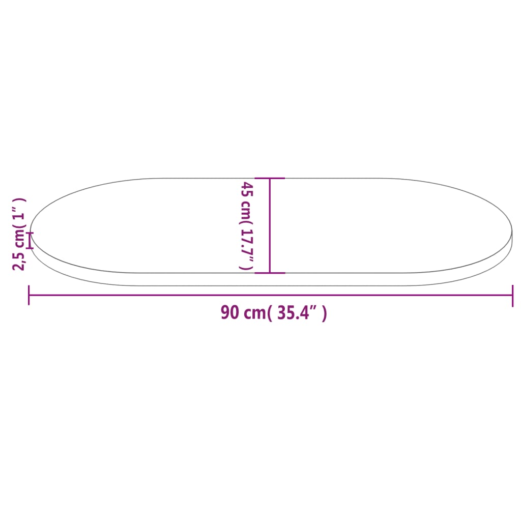 Bordsskiva vit 90x45x2,5 cm oval massiv furu