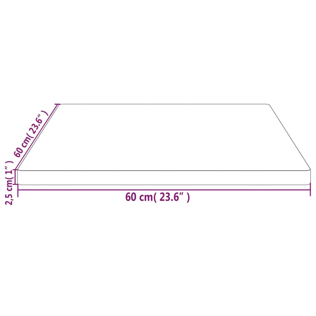 Bordsskiva vit 60x60x2,5 cm massiv furu fyrkantig