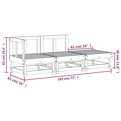 Loungegrupp 3 delar massiv furu