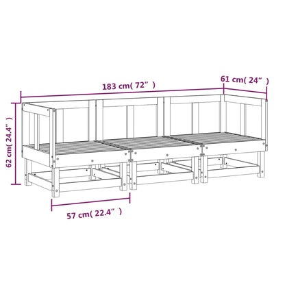 Loungegrupp 3 delar massiv furu