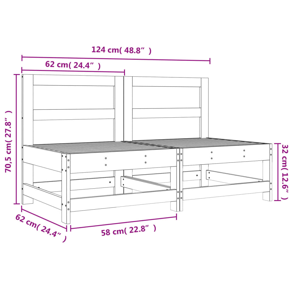 Mittensoffor 2 st vit massiv furu