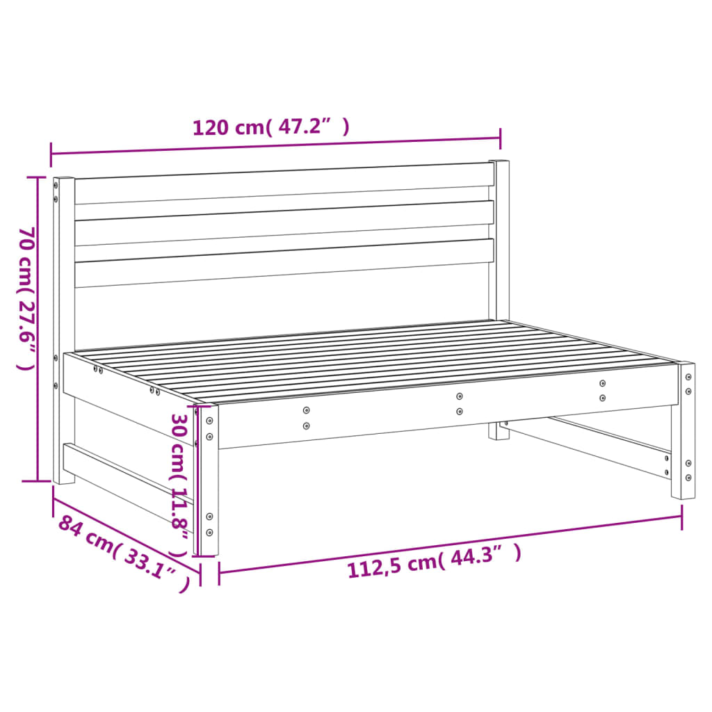 Mittensoffa svart 120x80 cm massiv furu