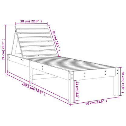 Solsängar 2 st 199,5x60x74 cm massiv furu