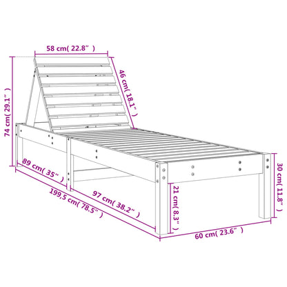 Solsängar 2 st vit 199,5x60x74 cm massiv furu