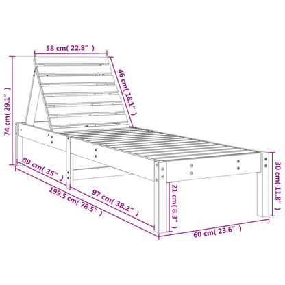 Solsängar 2 st svart 199,5x60x74 cm massiv furu