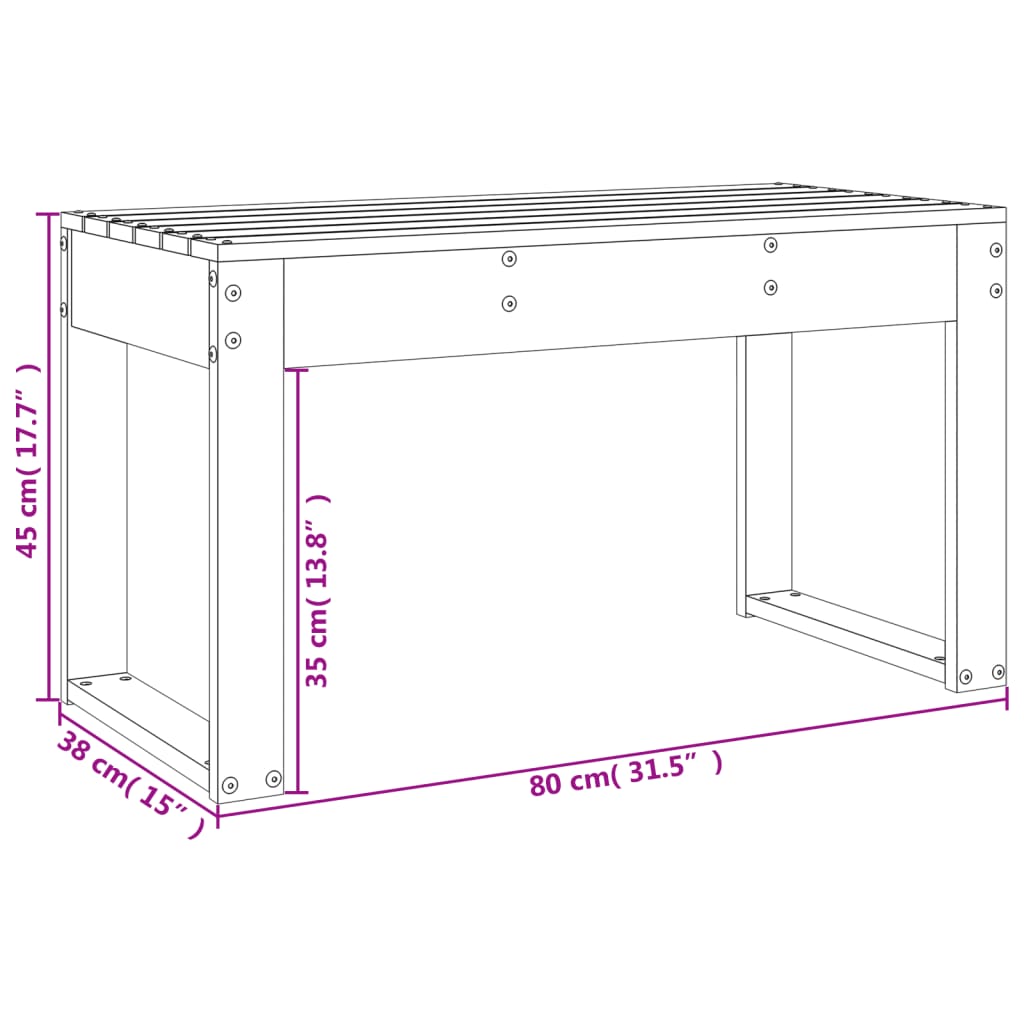 Trädgårdsbänk 80x38x45 cm massiv furu