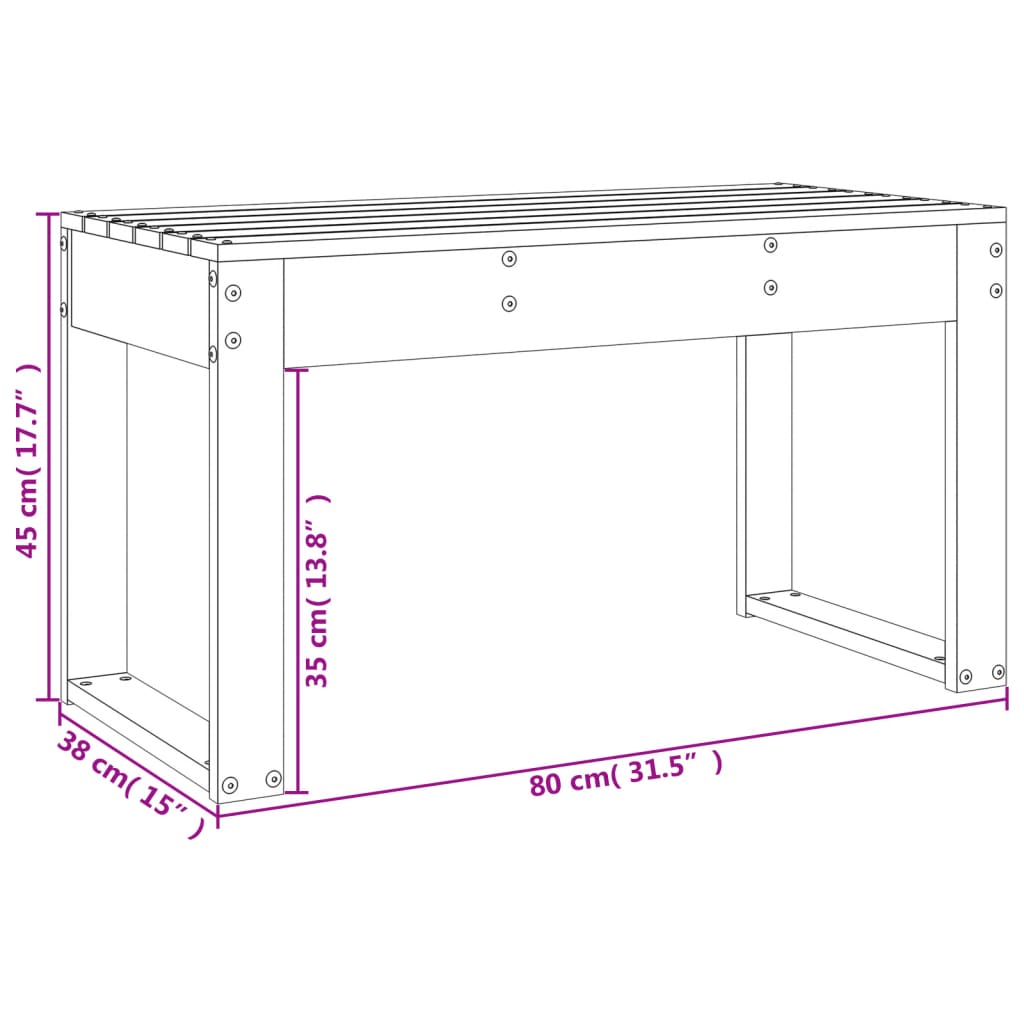 Trädgårdsbänk honungsbrun 80x38x45 cm massiv furu