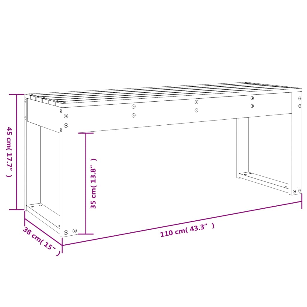 Trädgårdsbänk honungsbrun 110x38x45 cm massiv furu