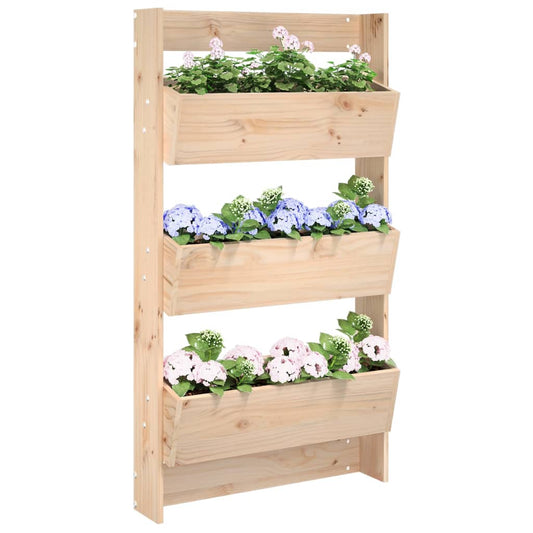 Odlingslåda för vägg 3 nivåer 60x18,5x110 cm massiv furu