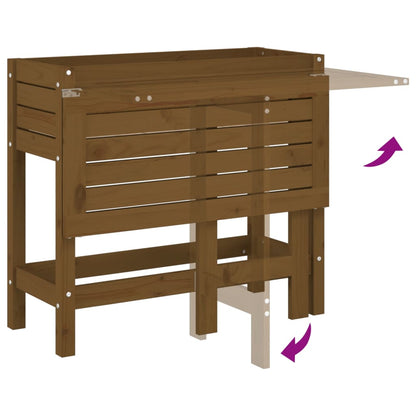 Odlingslåda med hopfällbar ovansida honungsbrun massiv furu