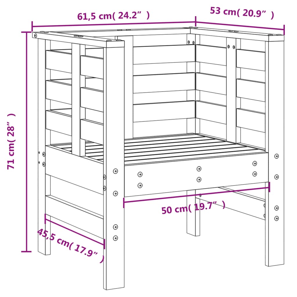 Trädgårdsstolar 2 st 61,5x53x71 cm massiv furu