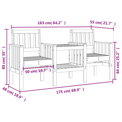 Trädgårdsbänk med bord 2-sits massiv furu