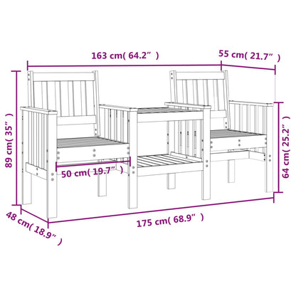 Trädgårdsbänk med bord 2-sits massivt douglasträ