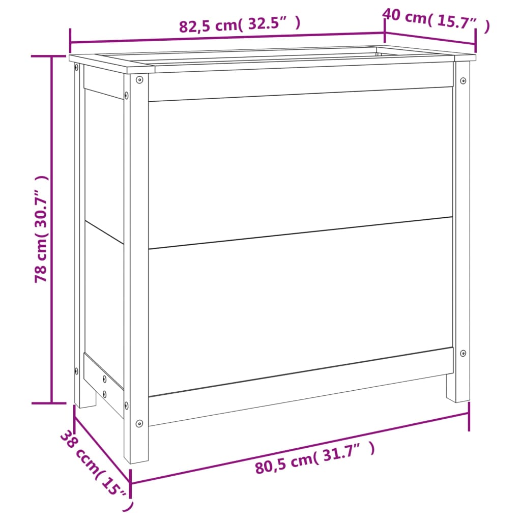 Odlingslåda 82,5x40x78 cm massiv furu