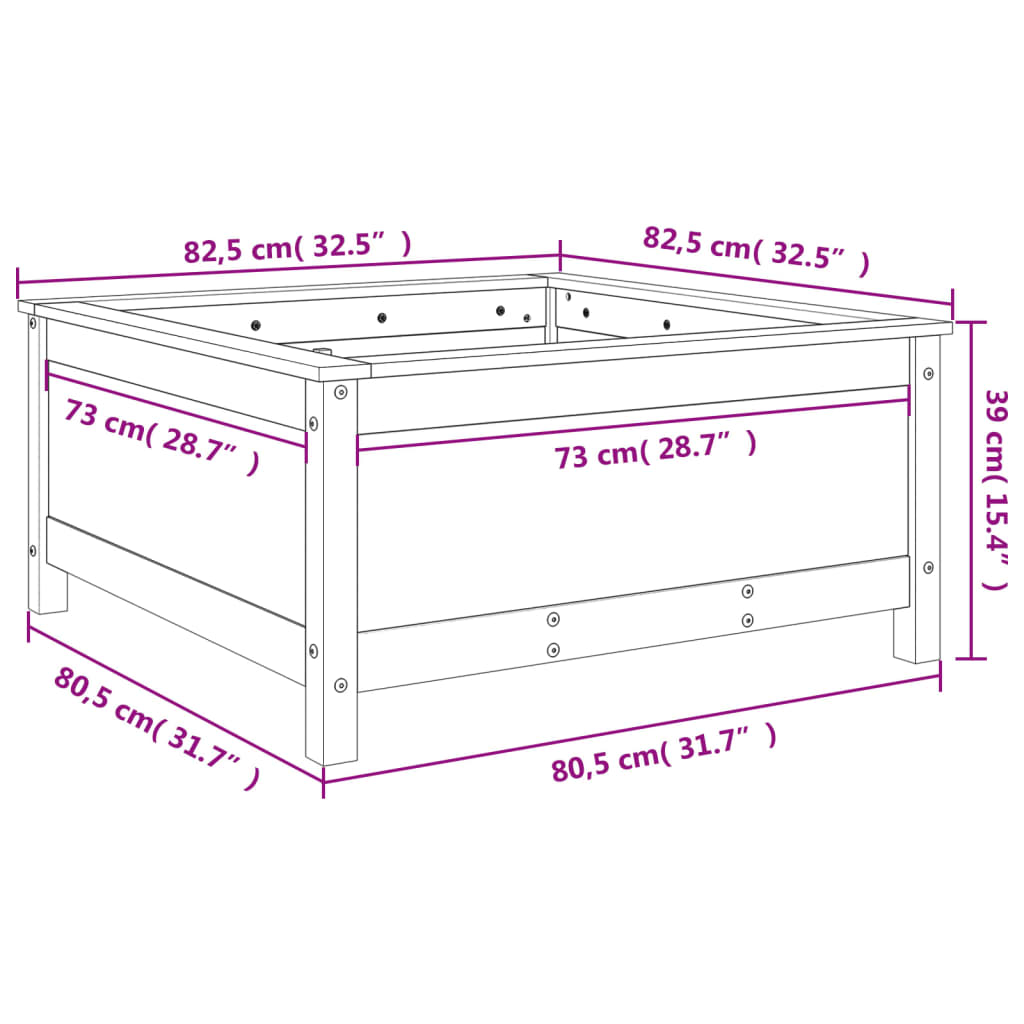 Odlingslåda 82,5x82,5x39 cm massivt douglasträ