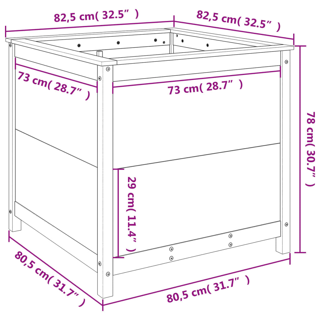 Odlingslåda 82,5x82,5x78 cm honungsbrun massiv furu