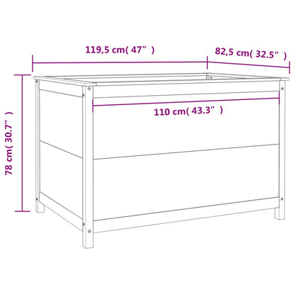 Odlingslåda på ben 119,5x82,5x78 cm vit massiv furu