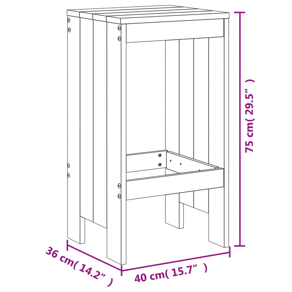 Barstolar 2 st 40x36x75 cm massiv furu