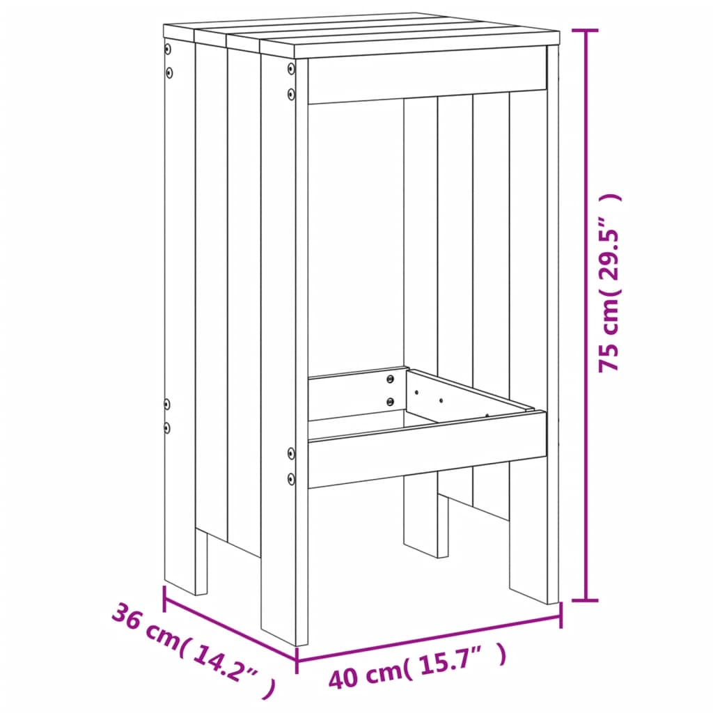 Barstolar 2 st vit 40x36x75 cm massiv furu