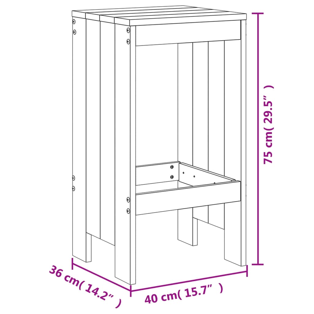 Barstolar 2 st svart 40x36x75 cm massiv furu